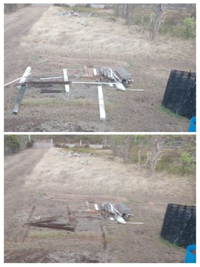 The reduced lumber and steel pile